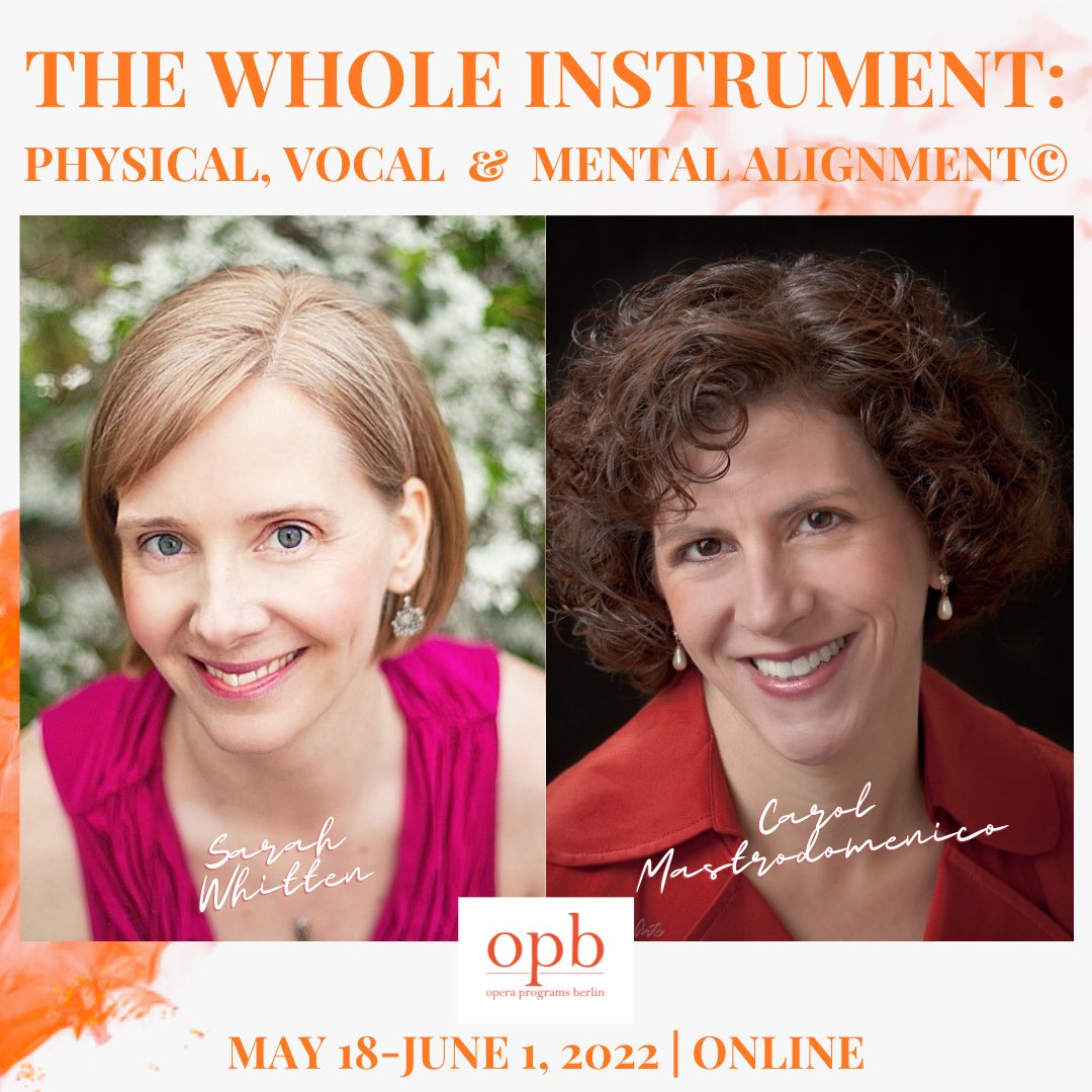 OperaPrgsBerlin's tweet photo. We are thrilled to announce
THE WHOLE INSTRUMENT: PHYSICAL, VOCAL &amp; MENTAL 
ALIGNMENT Program
May 18-Jun 1, 2022 | online 
60-day replay
CAROL MASTRODOMENICO
(Tufts University, Tanglewood Fellow)
SARAH WHITTEN
(Harvard University, New England Conservatory)
https://t.co/rvOBcTpbl6 https://t.co/J2K1V6f3TA