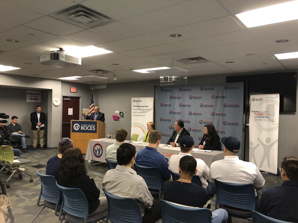 We are excited to be with <a href="/CapRegionBOCES/">Capital Region BOCES</a> this morning and our Board Member <a href="/JDragoneCRB/">Joe Dragone</a> for their first ever National Signing Day!  Congrats to all the students signing on to a career in the trades! #wkdev <a href="/NYSDOLCommish/">Roberta Reardon</a> #CTE