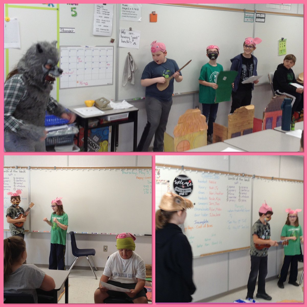 edgark87's tweet photo. Our “Les Trois Petits Cochons” plays have started and 4H and 4/5 L are rocking it! Bravos mes amis! #lockespride @Lockes22 https://t.co/rkCJuF9PdY