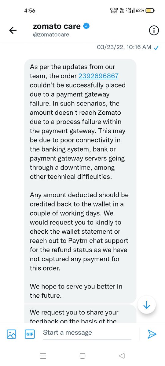 AAmandhakad's tweet photo. @zomatocare @Paytmcare you both companies are just blaming each other and not giving me a proper solution for my issue.its being several months. I also also send a legal notice to paytm but its being 1 month they are not taking it seriously. @Paytm @zomato https://t.co/mvubqwDm0Z