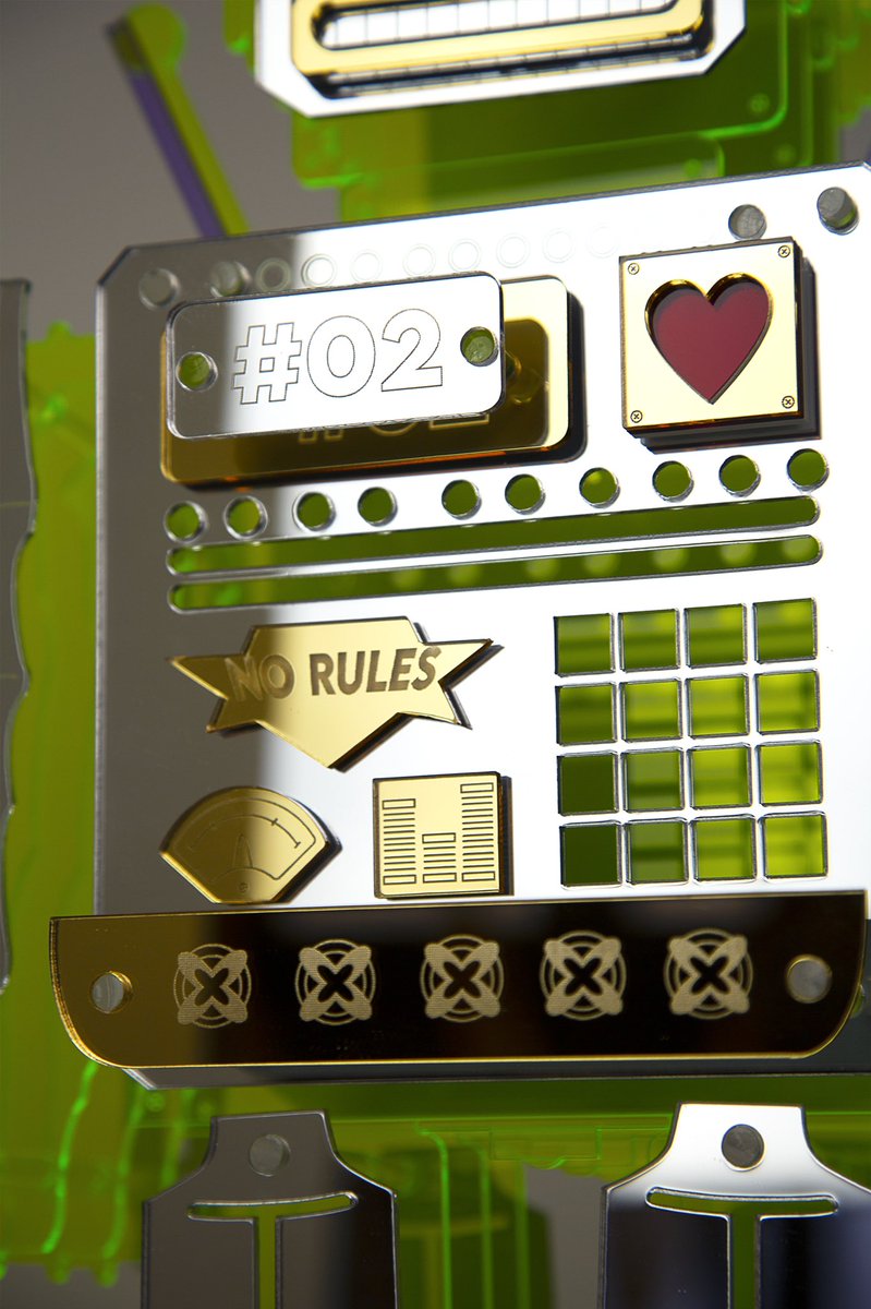 Hello ☀️ 
Drop 2 « NO RULES » will be launched on Monday, May 9, at 8PM.
ROBOT #02 🤖 
Edition 1/20 NFT
Collect a NFT and get a chance to win the physical sculpture by lottery 💰 
NFT 11-20/20 (0.1 ETH) 
NFT 1-10/20 (0,2 ETH) 
opensea.io/collection/nor…
#nft #opensea #eth #dropnft