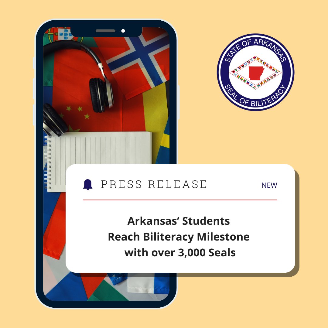 ArkansasEd's tweet photo. Congrats to the 780 students who have earned the Arkansas Seal of Biliteracy for demonstrating proficiency in English and one or more other languages by high school graduation! Learn more and see the list of students at https://t.co/TxCGUzOqCi #ARbiliteracy #2bilit2quit https://t.co/vREidK9ZSQ