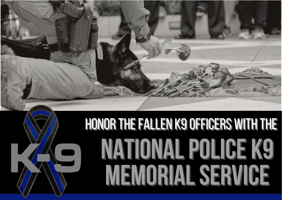 Come join us next Wednesday to honor the fallen K9 officers from 2019, 2020, and 2021. The event will be held at 1 P.M. at the <a href="/NLEOMF/">National Law Enforcement Officers Memorial Fund</a> seal located at 450 F Street NW in Washington DC. #PoliceWeek