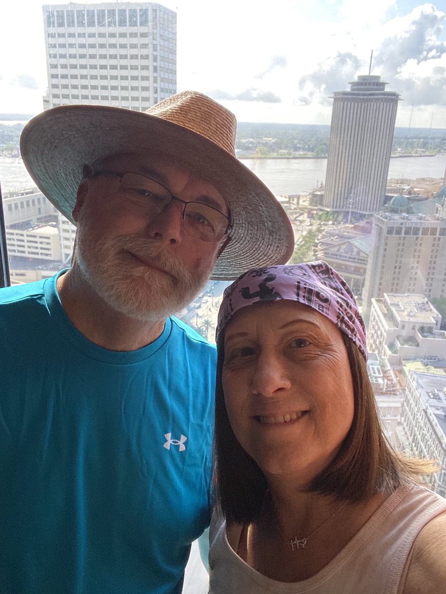 SueMel29's tweet photo. Suzanne is with me on day 1 @jazzfest with the fest bandanna she gifted me when I lost my hair to #mbc
Our plan was to meet here. God had another plan
#withmeinspirit
@wwoz_neworleans
@athleteonchemo https://t.co/zNQoBd0UJJ