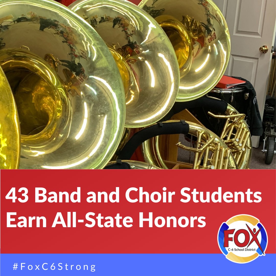 Last weekend, 43 Fox High School and Seckman High School band and choir students earned a total of 62 all-state honors at the State MSHSAA solo and ensemble festival!

Congratulations!

Read more: bit.ly/3sbHybO

#FoxC6Strong