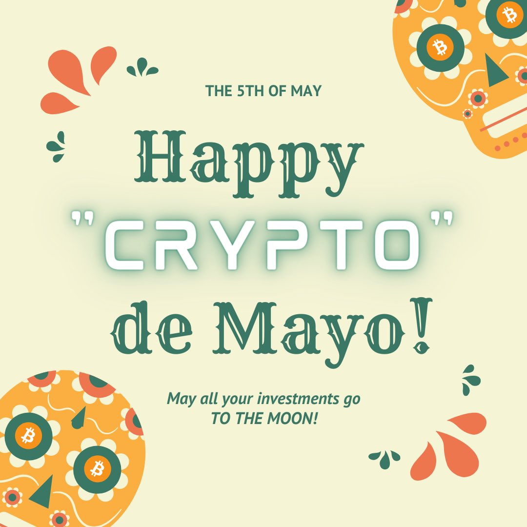 Happy CRYPTO de Mayo! 

Did you know as of yesterday $DOGE is now supported on Mexico’s largest #cryptocurrency exchange #Bitso?

How are you going to celebrate #CincoDeMayo today?