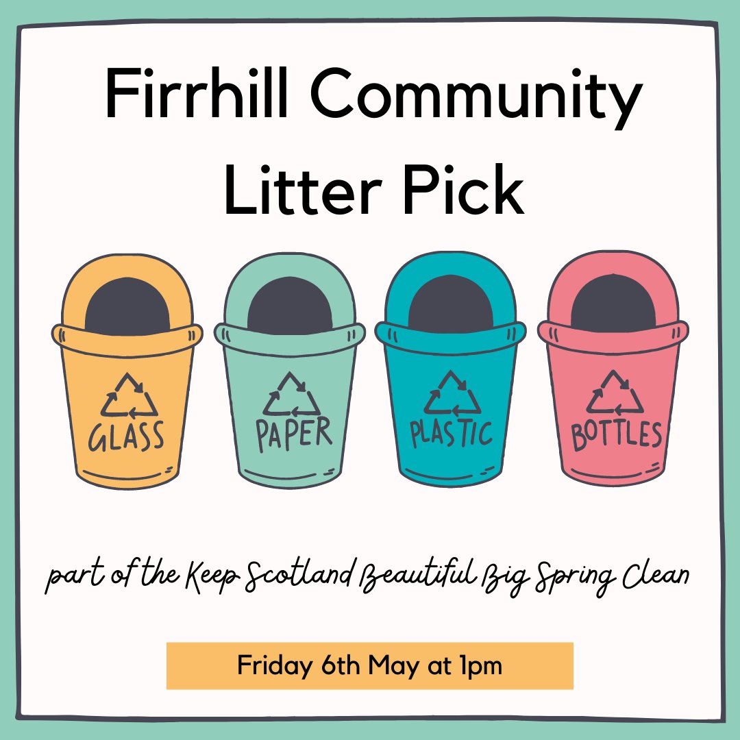Tomorrow is the big day for our community litter pick as part of the <a href="/KSBScotland/">Keep Scotland Beautiful</a> Big Spring Clean. Meet at the front door at 1:00pm. All welcome!