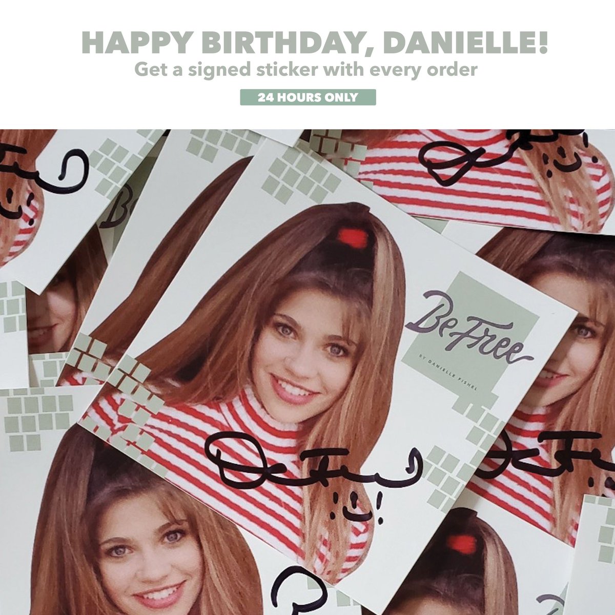 BeFreebyDF's tweet photo. It is our founder's birthday! 🎉 And she wanted to give YOU a present so we are putting a free AUTOGRAPHED throwback sticker in every order - TODAY ONLY! All you have to do is place your order like you usually would and we will automatically put a sticker in your order. Shop now! https://t.co/sm9JmPofna