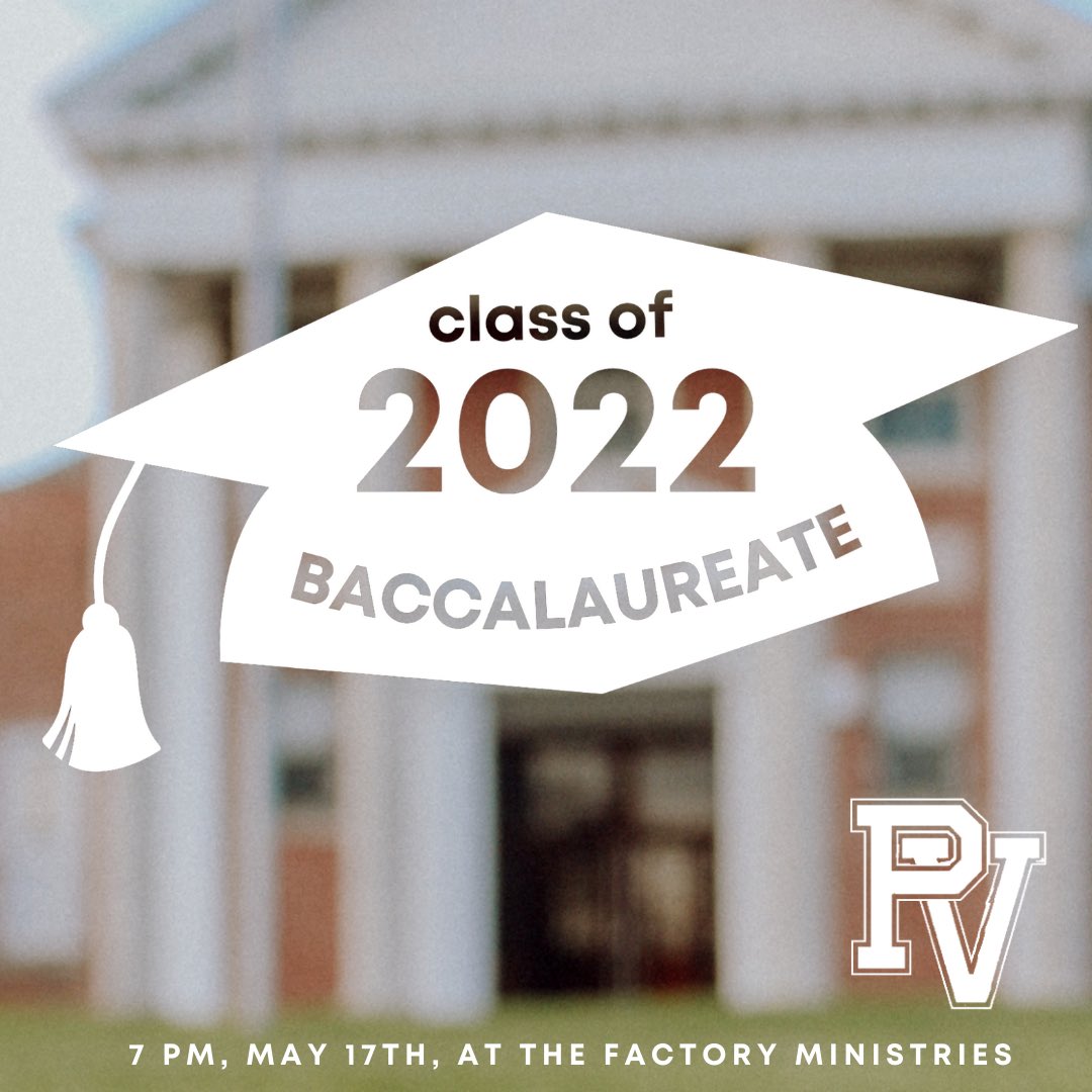 TheFactoryPA's tweet photo. We are so excited to be hosting the PV Baccalaureate this year! Mark your calendars for Tuesday, May 17 at 7pm at The Factory. There will be light refreshments in the court yard after. PV Seniors- Bring your friends and families!

@pequeavalley 
#PVproud https://t.co/ZiSeRJ5Wfn