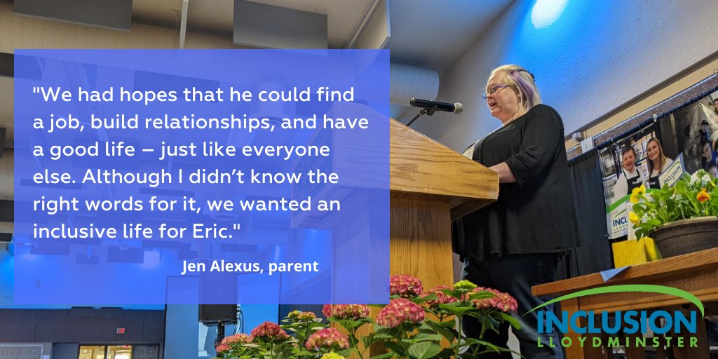 InclusionAB's tweet photo. "We had hopes that he could find a job, build relationships, and have a good life โ just like everyone else. Although I didnโt know the right words for it, we wanted an inclusive life for Eric."-Jen Alexus, parent #InclusionABBreakfast #yll https://t.co/HxWd8unNHa