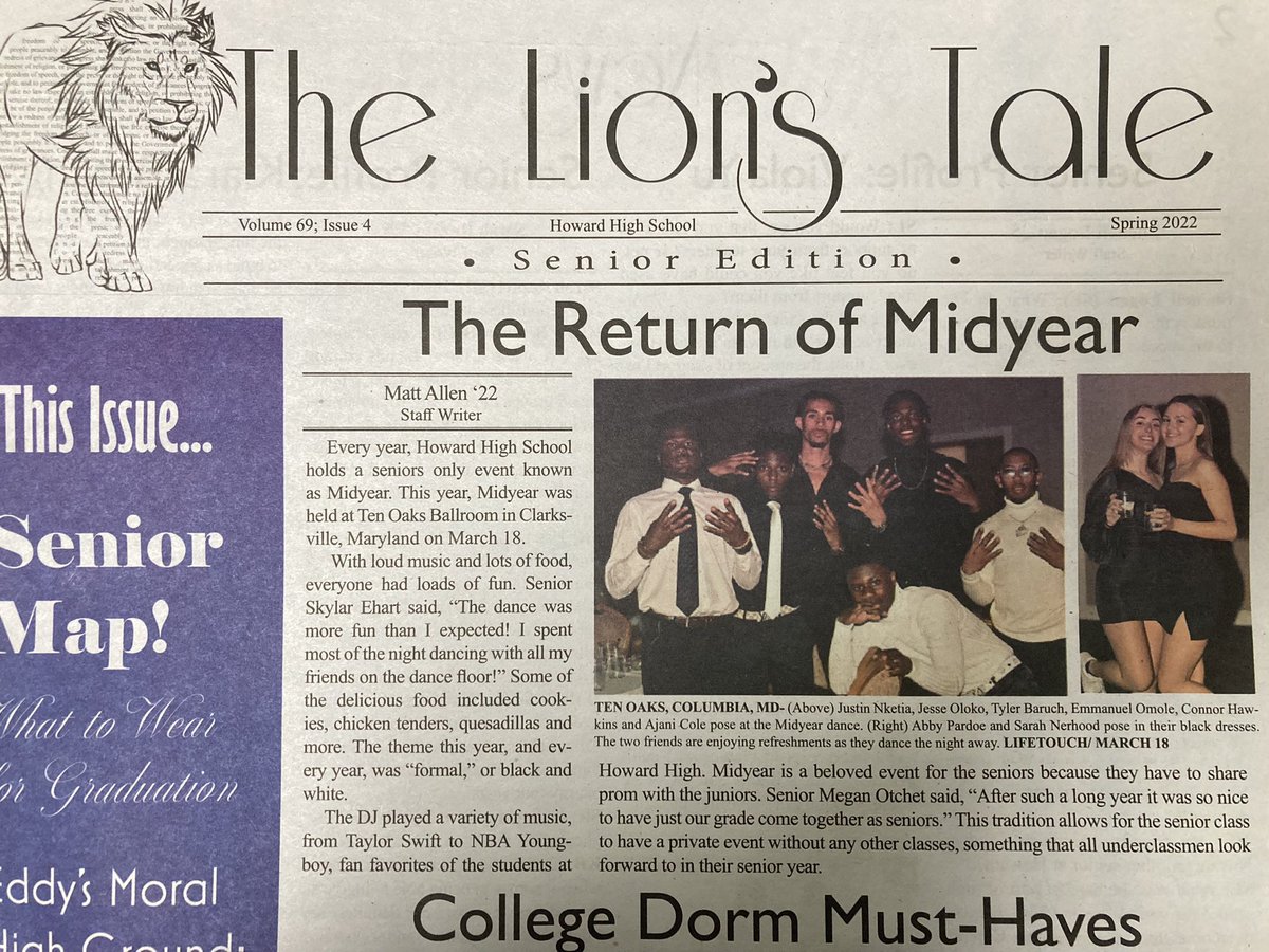 HowardLionsTale's tweet photo. Did you get a copy of the senior issue? Stop by N112 if we missed you! https://t.co/d3WCfoSciX