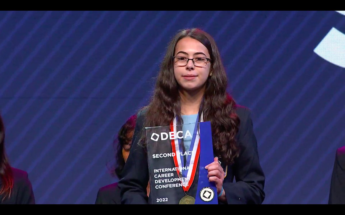 NVRelatedArts's tweet photo. Congrats to NVD DECA members for bringing home "DECA Glass"  from the international IDCD in Atlanta.  Jing Li placed 3rd in Professional Selling and Rachel Rudin 2nd in Restaurant &amp; Food Service Mgt. Additionally, Wyatt Besnoy finished top 20 Professional Selling. #SuperNV https://t.co/WIUjTjkHXk