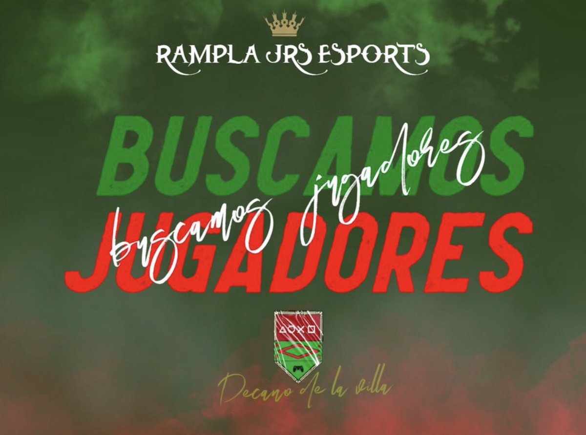 Rampla Juniors eSports (@ramplajrsesp) on Twitter photo El #PicapiedraVirtual sale a la busca de jugadores para la próxima temporada de @FUFVeSports🟢🔴
DFC Y MD
Requisitos:
➡️Compromiso
➡️Micrófono
➡️Disponibilidad de Lunes a Jueves 22:00 a 00:00
Interesados,envíen MD📩
<a href="/FufvFichajes/">FUFV Fichajes</a> El #PicapiedraVirtual sale a la busca de jugadores para la próxima temporada de @FUFVeSports🟢🔴
DFC Y MD
Requisitos:
➡️Compromiso
➡️Micrófono
➡️Disponibilidad de Lunes a Jueves 22:00 a 00:00
Interesados,envíen MD📩
<a href="/FufvFichajes/">FUFV Fichajes</a>