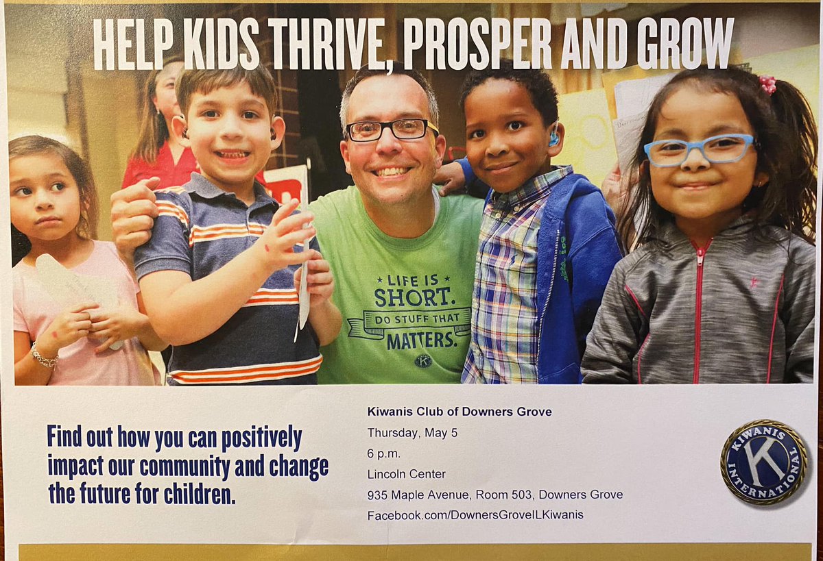 rtbarnett's tweet photo. Looking for a way to serve our community?

Kiwanis Club is considering starting a chapter here in Downers Grove - stop by the Lincoln Center this evening at 6pm to learn more. 

Our community’s capacity for giving back is awesome and is what really matters!

#lovedg https://t.co/MMqEyufmCO