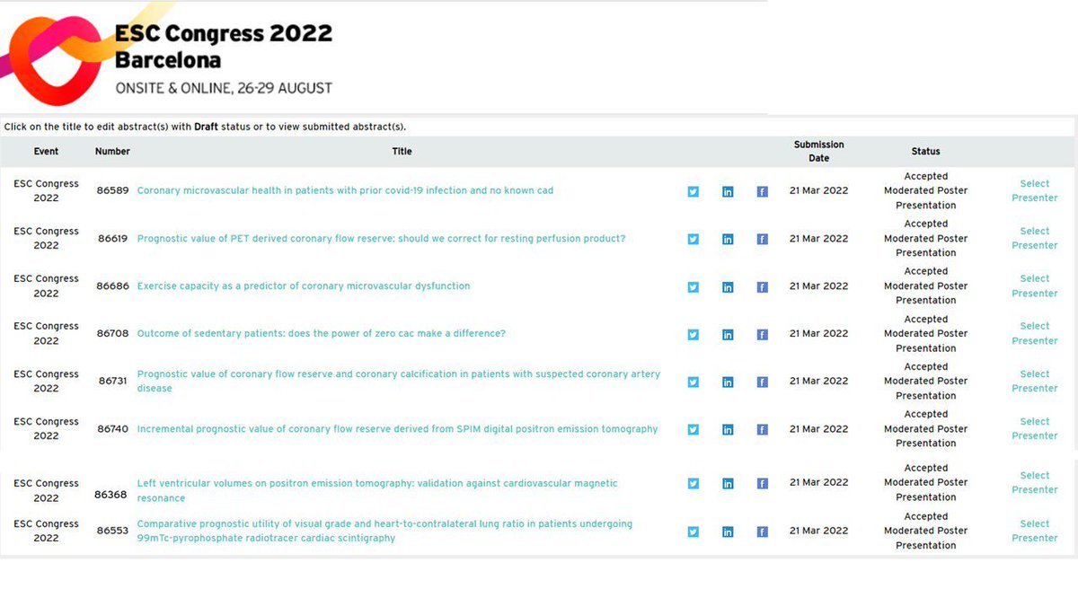 Happy to report 8️⃣ of our abstracts from  #AlmallahLabs| <a href="/almallahmo/">Mouaz Al-Mallah, M.D MSc</a> were accepted to <a href="/escardio/">European Society of Cardiology</a> #ESCCongress 

Honored to be part of the great team that made this happen - <a href="/JMSaadMD/">Jean Michel Saad</a> <a href="/yushui_han/">Yushui Han</a> <a href="/fares_alahdab/">Fares Ahdab, MD, MSc</a>