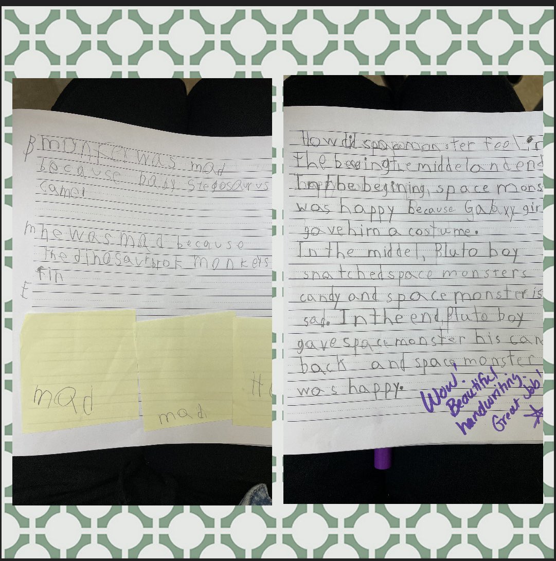 MrsFord2525's tweet photo. How does a character change in the beginning, middle, and end of a story? 

Same question, same student, about 6 months apart! 
 
Amazing growth 🙌🏻⭐️🤩 https://t.co/0rBfFWsAeh