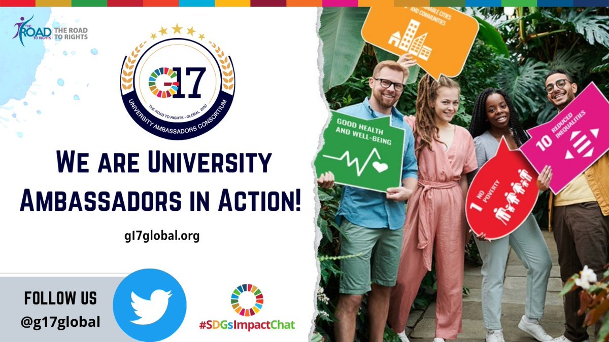ashanonline's tweet photo. We are @g17global University Ambassadors in Action committed to a Sustainable🌎
#G17Global #Road2Rights #Act4SDGs #SustainableImpactChat

@road2rights @SDG2030 @SDGaction @AdamRogers2030 @TheGlobalGoals @GlobalGoalsUN @ConnectSDGs @bmwfoundation @FordFoundation @ObamaFoundation https://t.co/vE1mXVCeZe