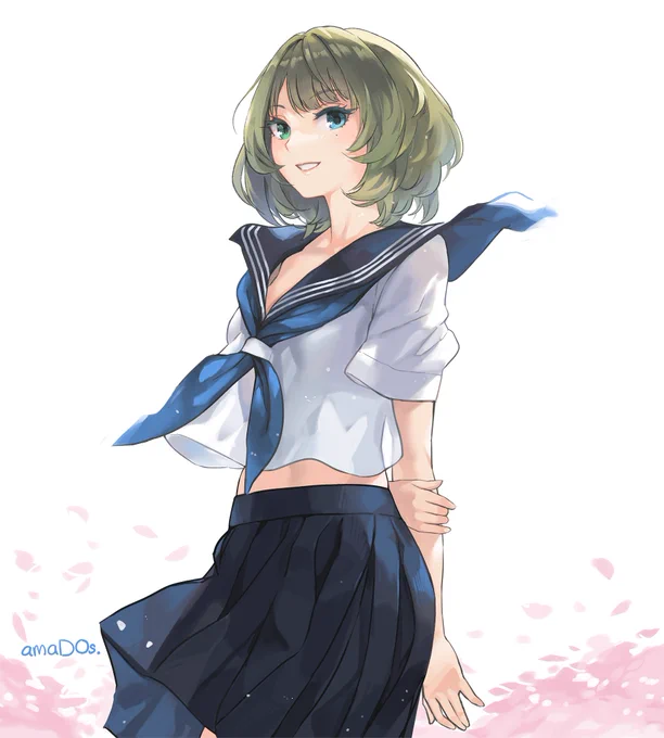 今日から #100日チャレンジ 始まります。
よろしく!
というわけで1日目!楓さん!
この胸当てのないセーラー服は楓さんに絶対似合うと思って描いてみましたけど、出身地の和歌山県にこういう制服が多いらしい。
これは偶然じゃないな 
