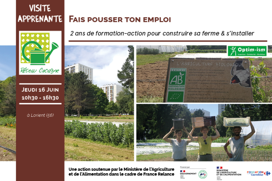 16 juin #Lorient visite apprenante du dispositif faispoussertonemploi.fr pour l'#installation #agricole en #insertion, #espacetest #couveuse de diversification des profils en agriculture #bio
inscription: urlz.fr/ibpg