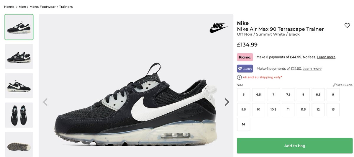 thesolerestocks's tweet photo. Ad: The New Air Max 90 Terrascape "Black White" is available at Footasylum! 

Link > https://t.co/pLJNGpoE1t https://t.co/d3hemzIH26