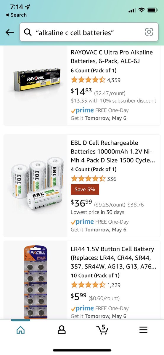 GaryMarcus's tweet photo. Replicating Amazon’s semantic search fail, this time with “alkaline c cell batteries” in quote marks (4 pages into Prime results).

What could possibly go wrong, when we start connecting this tech to mission-critical APIs, in defense, aviation, cybersecurity, infrastructure?

😱 https://t.co/JuvWxOW6Yu