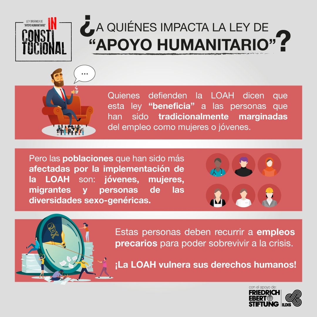 CentroTrabajoEc's tweet photo. 💥 ¿Quienes han sentido con más fuerza los impactos de la Ley Humanitaria? 💥
Las mujeres, lxs jóvenes, las personas migrantes y las personas "informales" 👀
#InconstitucionalidadLOAH 
@Alozpra https://t.co/2kyJOMltBx