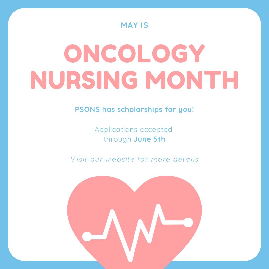 PugetSoundONS's tweet photo. Happy #oncologynursingmonth! PSONS has scholarships for you! Visit our website for more information - applications accepted through June 5th. #oncologynursing #nursingscholarship #psons https://t.co/eeabCMDO4m