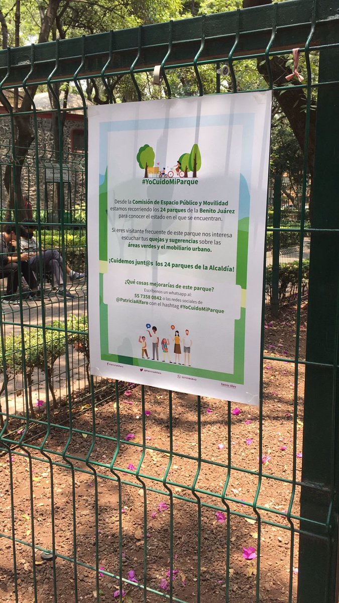 #YoCuidoMiParque está recorriendo los 24 parques de la Benito Juárez.

Únete a nuestras visitas o envíanos un mensaje con tus comentarios y observaciones sobre el parque de tu colonia al teléfono 55 7358 0842