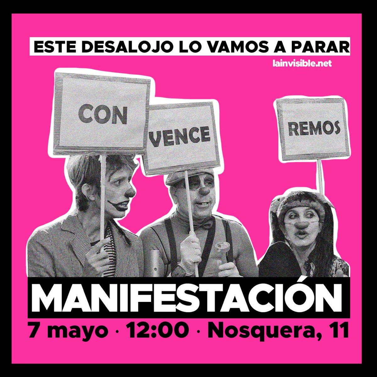 📅 7M 12:00

MANIFESTACIÓN CONTRA EL DESALOJO

👉🏽 El Ayuntamiento ha solicitado autorización judicial para desalojar la Invi. Si está intentando esta vía  es porque carece de legitimidad política. 

👉🏽  Está en nuestras manos parar este desalojo.

#EsteDesalojoLoVamosAParar
