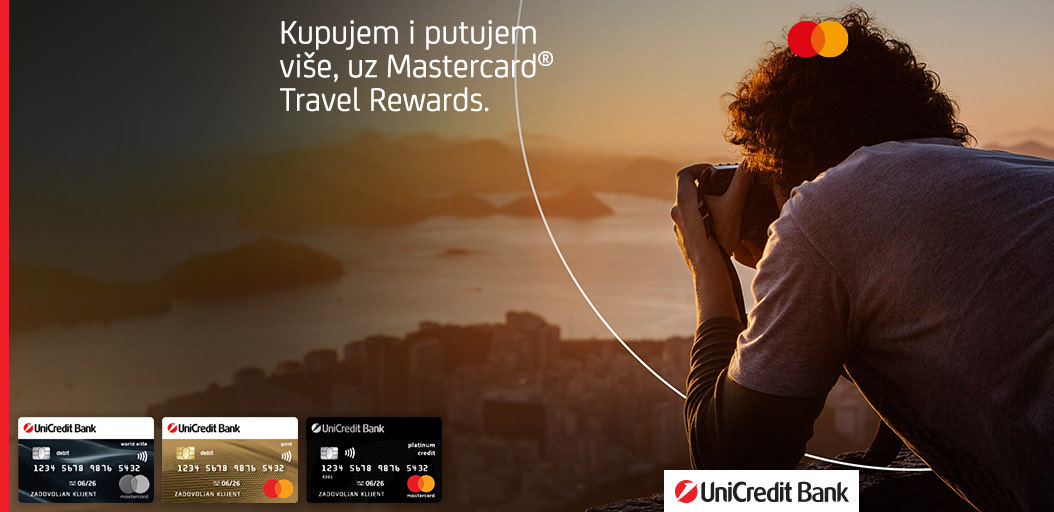 Uživajte u šopingu i putovanjima i ostvarite automatski keš-bek uz Mastercard Gold, World Elite ili Platinum karticu UniCredit Banke. Registrujete svoj nalog na lnkd.in/gAcVp3ue i uživajte u posebnim pogodnostima i ponudama Mastercard Travel Rewards programa.