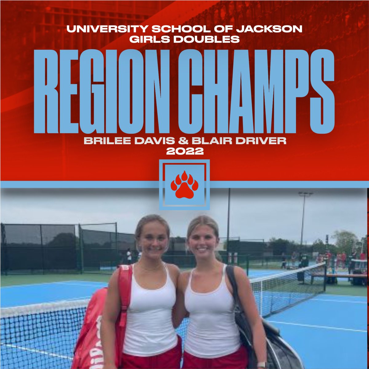 USJAthletics's tweet photo. Congratulations to Brilee Davis &amp; Blair Driver for capturing the Region Championship in Girls Doubles. Next Stop...Murfreesboro!! #GOBRUINS https://t.co/4AW2SQGs5f