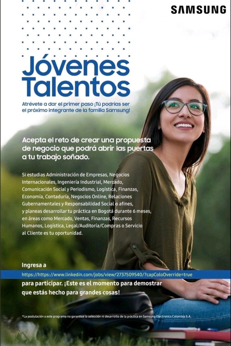 JuanCVargasP's tweet photo. ¿Estas buscando la mejor empresa para hacer tu práctica profesional en el segundo semestre de 2022 en Bogota? En Samsung Electronics también te estamos buscando... Inscribete aquí: https://t.co/zNNZ96NcVY https://t.co/cHraT2KOgB
