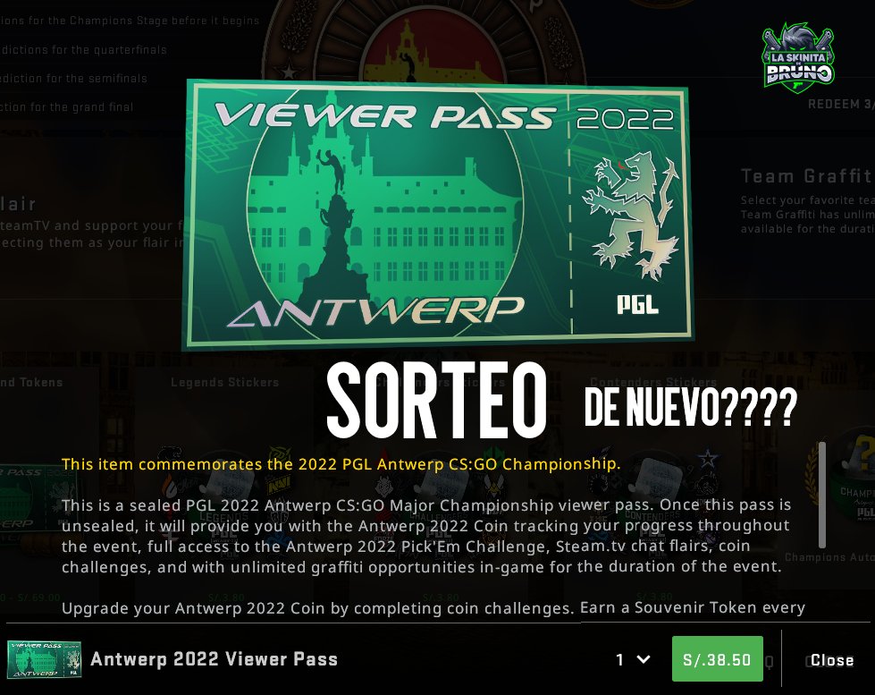 TioBruno_cs's tweet photo. Sorteo - Giveaway
🔥PASE DEL MAJOR🔥

📌Retweet 
📌Follow @TioBruno_cs y @jKnightFPS 
📌Follow twitch. tv/laskinitadebruno
📌!drop en la transmisión

Hoy 5 p.m 🇵🇪 - 7 p.m  🇦🇷

*Deben estar presentes en el stream 
#sorteo #CSGOsorteo #csgo #giveaway https://t.co/h8aqwOblff