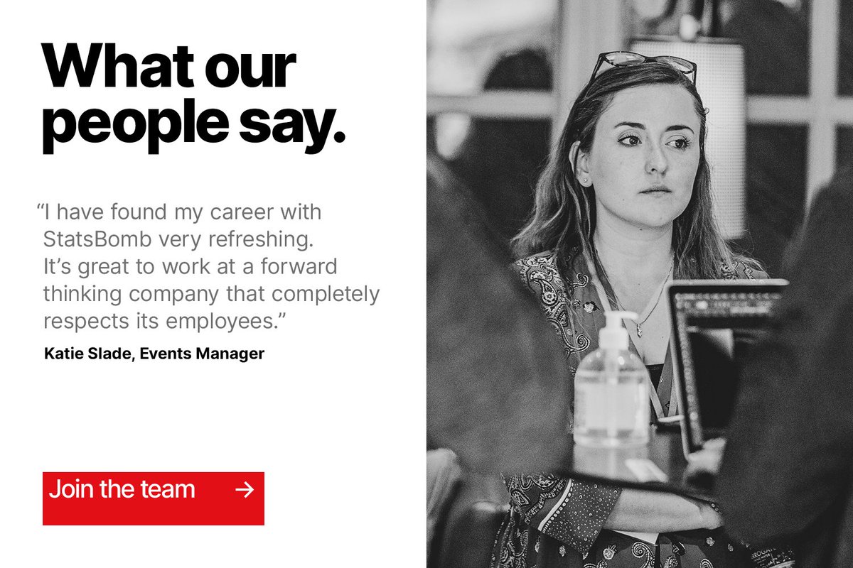 Statsbomb's tweet photo. Working At StatsBomb: What Our People Say

We value talented and motivated people, those who can be a part of the positive environment we enjoy here at StatsBomb

Check out our latest vacancies to join us at the forefront of sports data and analytics:
https://t.co/kcOivRvlP9 https://t.co/KzpfNoPsNg