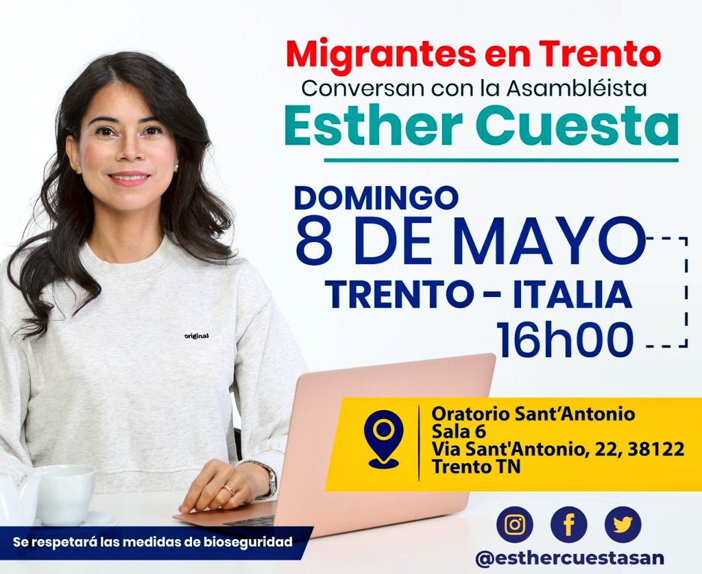 Italia_RC's tweet photo. 🛑 Este fin de semana todos los ecuatorianos residentes en Milán y Trento, están cordialmentes invitados a un diálogo abierto con la Asambleista por EAO. https://t.co/zYjyCIFcZt