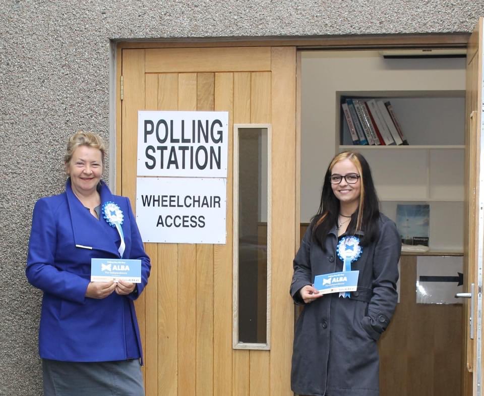 Alba2ndvote's tweet photo. @charscotswoman At Fishie polling station this morning with Trish McPherson - Alba candidate for Peterhead North & Rattray ๐ด๓ ง๓ ข๓ ณ๓ ฃ๓ ด๓ ฟ๐ด๓ ง๓ ข๓ ณ๓ ฃ๓ ด๓ ฟ๐ด๓ ง๓ ข๓ ณ๓ ฃ๓ ด๓ ฟ๐ #AlbaBecause https://t.co/ltU9eQTrbC