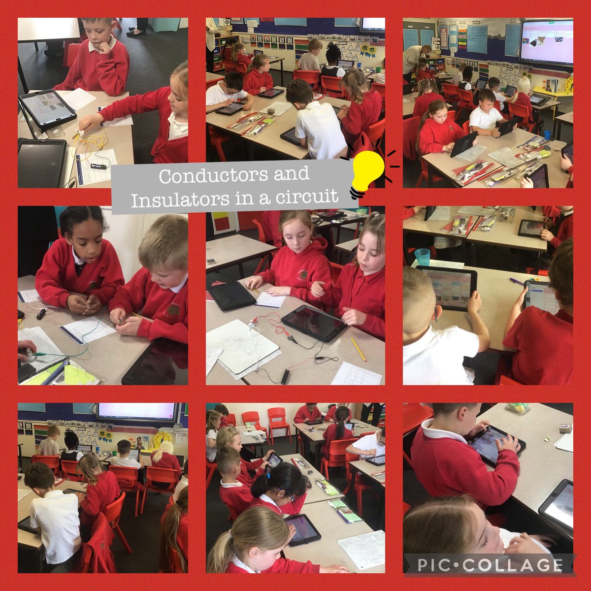 OakfieldY3's tweet photo. Today, we were investigating which materials are conductors and insulators. We used padlet record our predictions before making circuits with the materials in. 💡 #oakfieldscience #eltipads https://t.co/ctqqIcWEsx