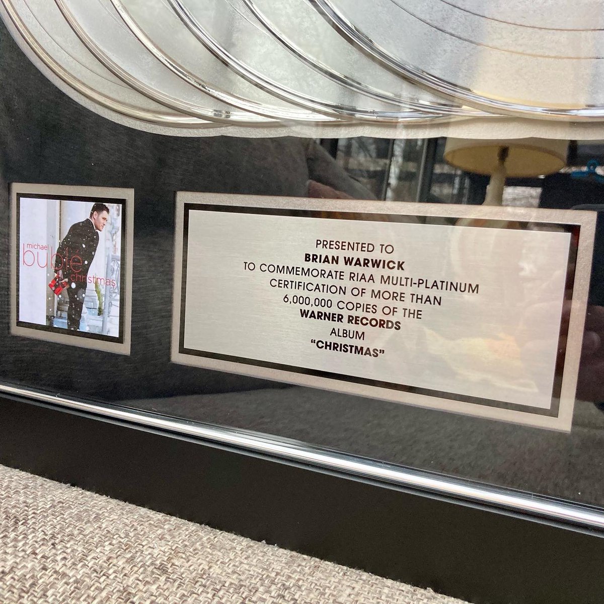 BrianWarwick_'s tweet photo. This is a big one folks and it’s been a long time coming! I’m so happy that I could help make some memories during the holiday season. Thanks to @MichaelBuble and Alan Chang for letting me be a part of this wonderful album! #studiolife #audioengineer #christmas #platinumrecords https://t.co/DX1RNkJbEt
