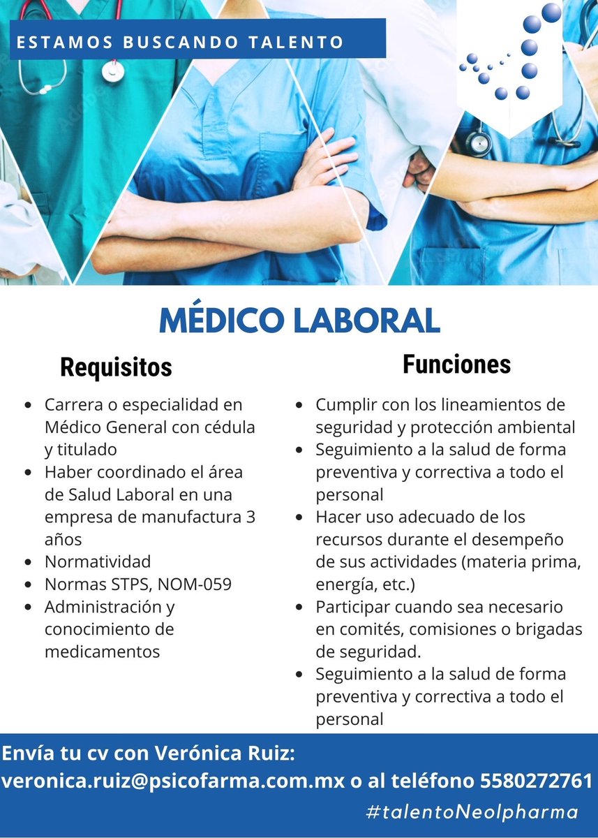 GrupoNeolpharma's tweet image. ¡Te estamos buscando! si te interesa colaborar con nosotros, contáctanos en el correo o teléfono que te compartimos en la imagen. #talentoneolpharma #farmacéutica #vacantesdisponibles #trabajaconnosotros #vacantes #GrupoNeolpharma