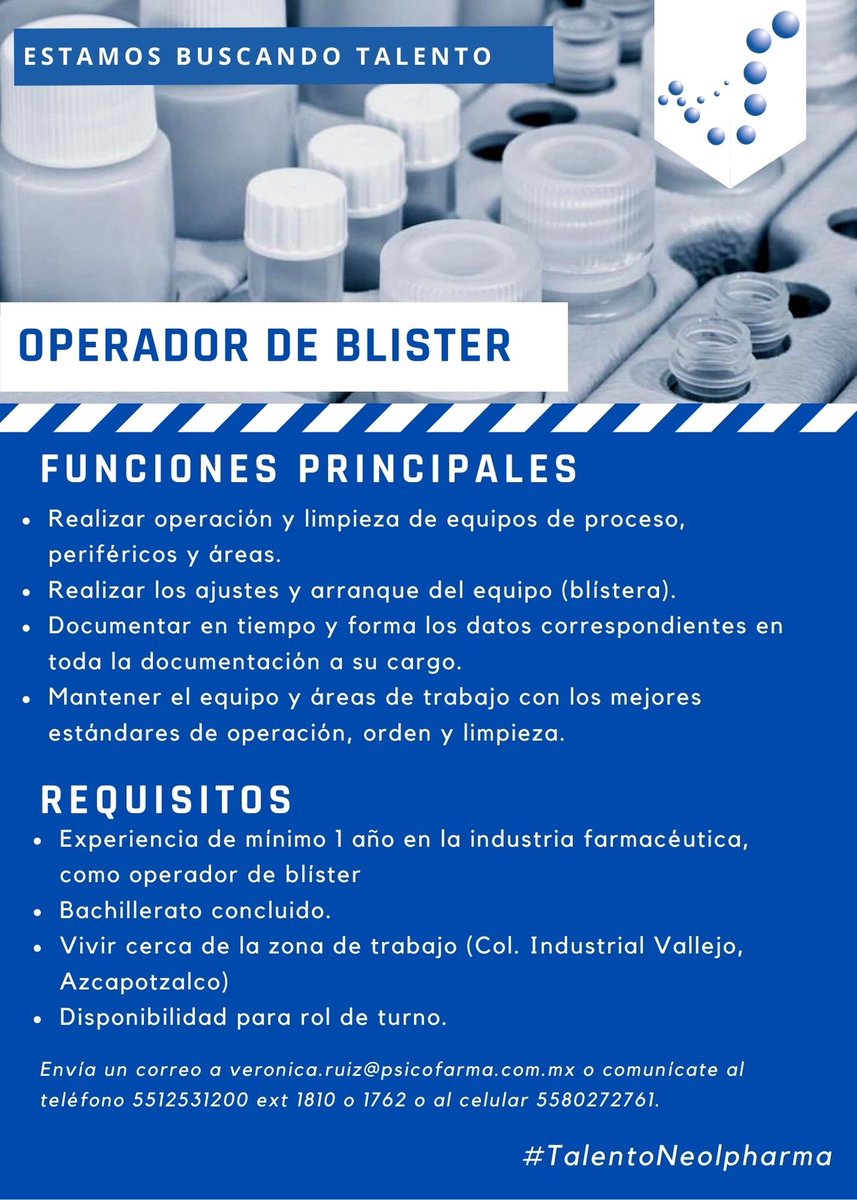 GrupoNeolpharma's tweet image. ¡Te estamos buscando! si te interesa colaborar con nosotros, contáctanos en el correo o teléfono que te compartimos en la imagen. #talentoneolpharma #farmacéutica #vacantesdisponibles #trabajaconnosotros #vacantes #GrupoNeolpharma