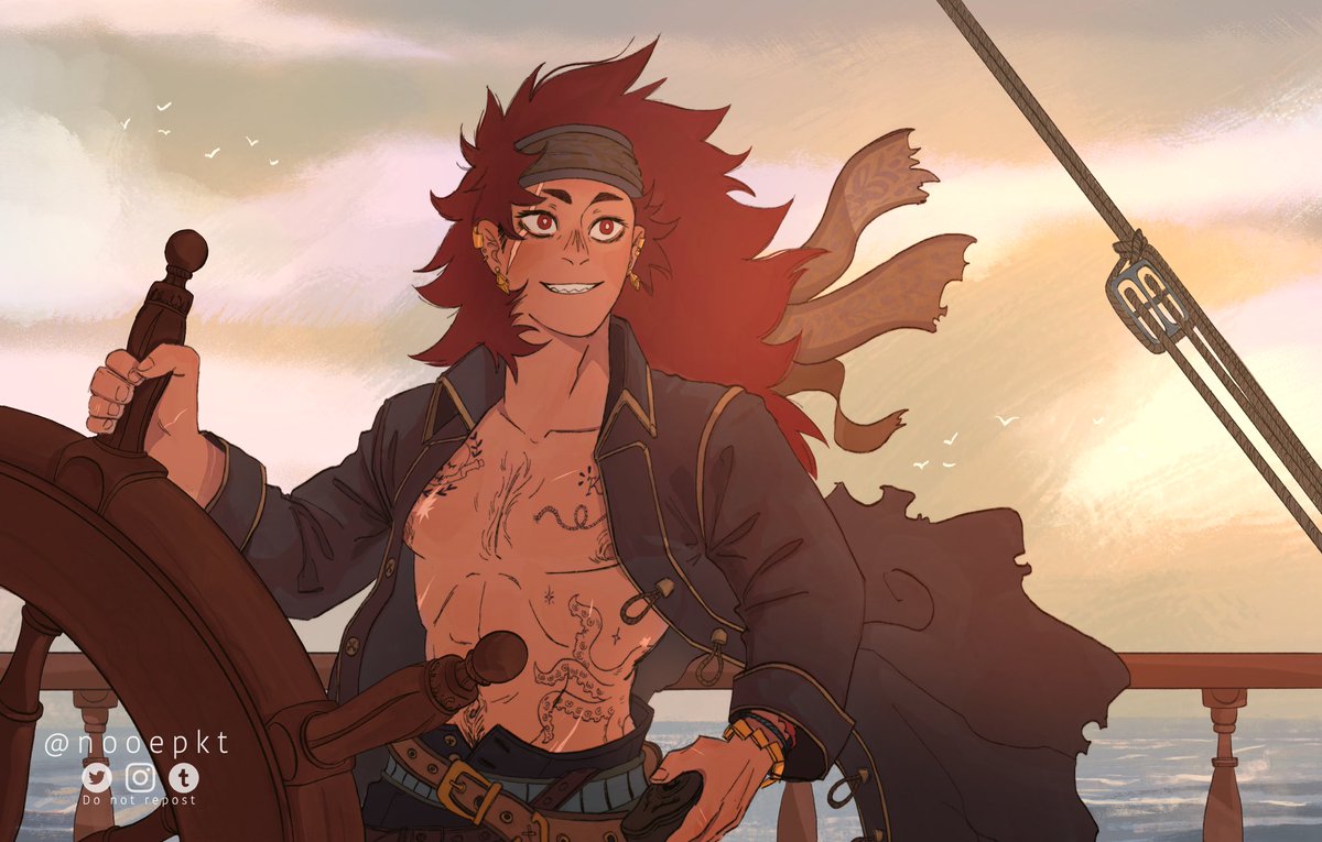 nooepkt's tweet photo. Pirate AU 🏴‍☠️ what’s his destination ? Who know… 
#KirishimaEijirou #kirishima #mha #krbk https://t.co/bH3HfvN0hb
