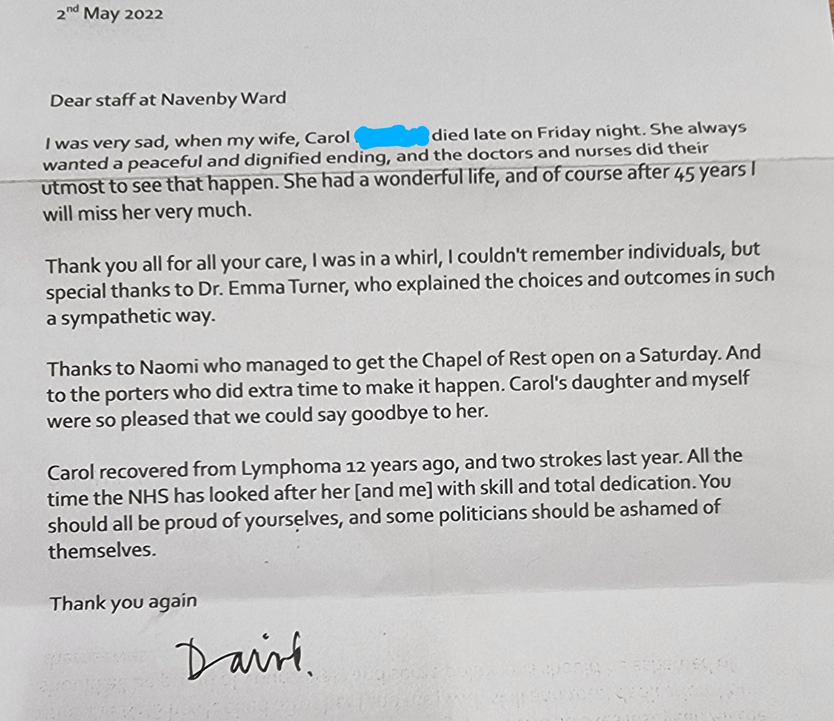 Some lovely feedback recieved today <a href="/ULHTMedicine/">ULHT Team Medicine</a> #dyingmatters #proudtobenhs