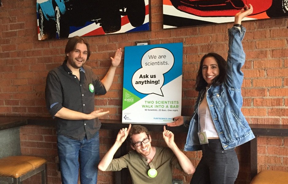 fleetscience's tweet photo. Join us TODAY for #2Scientists Walk Into Bar! Scientists in fields like paleontology, neuroscience and more will host at locations across San Diego County. Check out the full list of bars and scientific fields featured at each online at https://t.co/6yYPsGQxrs. ๐ป See you there! https://t.co/5ymi1pizLJ