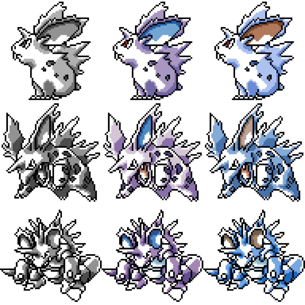 Hen_Barper's tweet photo. # 32 33 &amp; 34 #Nidoran(m) family Sugimori art recreated as a 64x64 sprite now with shinies! 

See the process: https://t.co/Lct4EAhRJk

#pokemon #pokemonart #draw #pixelart #pokemonfanart #nidorino #nidoking https://t.co/dgoJicj2nN