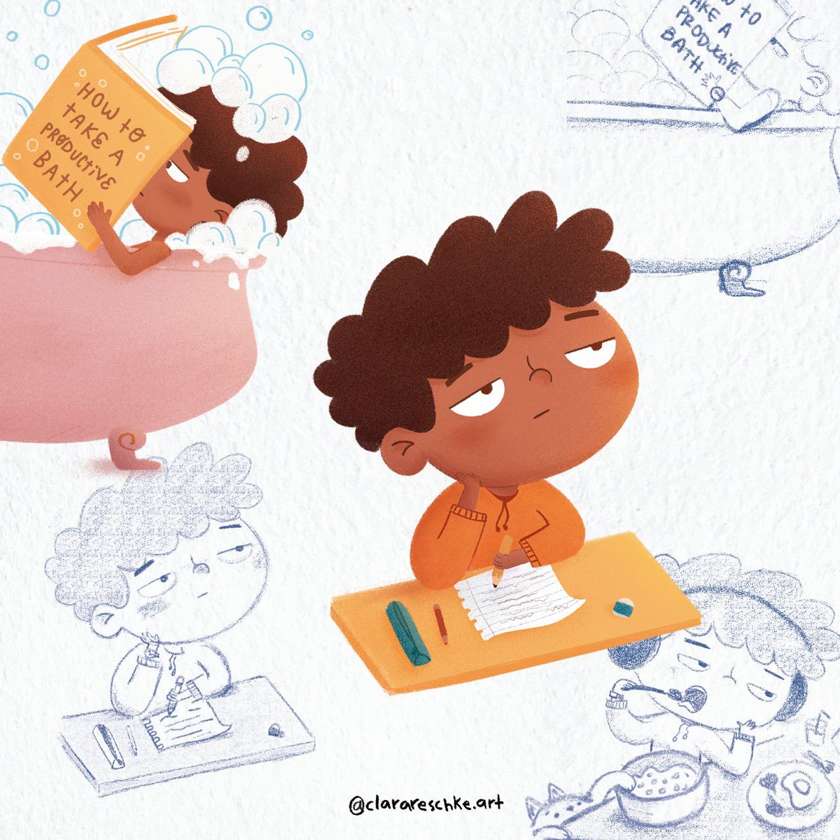 mellery25's tweet photo. Just a regular Thursday pretending I’m not freaking out with the cuteness overload of this #WIP illustrated by the talented @ReschkeClara 💖 

Hopefully we will find a home soon for WHEN BOREDOM FOUND ME 🙏🏻 https://t.co/Ka1k45ZNzc