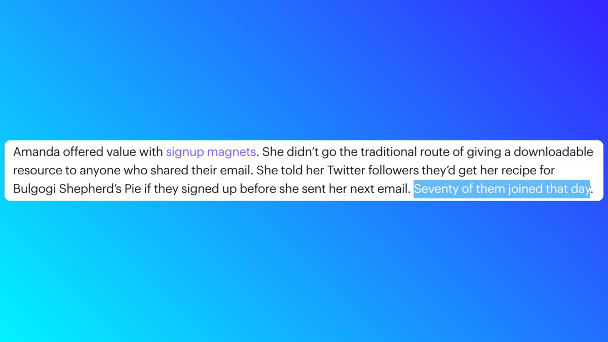 2/ Verify teardownsAnalyzing another's success is a great way to flex your expertise AND give credit where it's due.But your analysis is only one piece of the puzzle.Ask the person/brand you're writing about for extra insights.Ex:  @CampaignMonitor;  @alexgarcia_atx