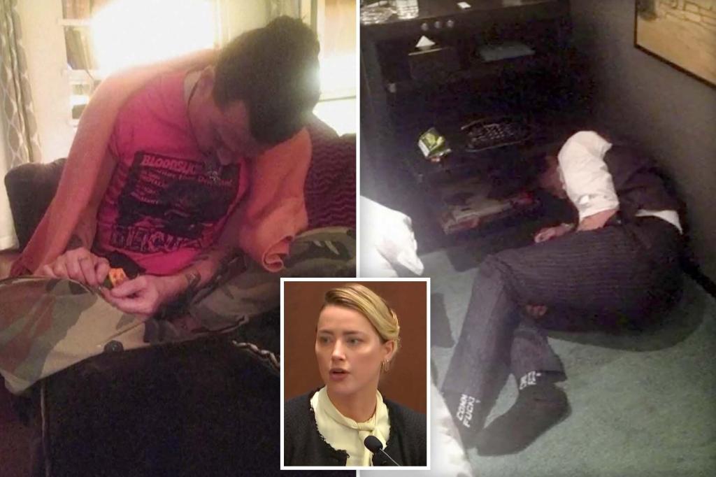 nypost's tweet photo. Johnny Depp vs. Amber Heard trial live coverage: Photos of passed-out Johnny Depp shown in court https://t.co/ySrr13IkDW https://t.co/UgCtpsIFTv