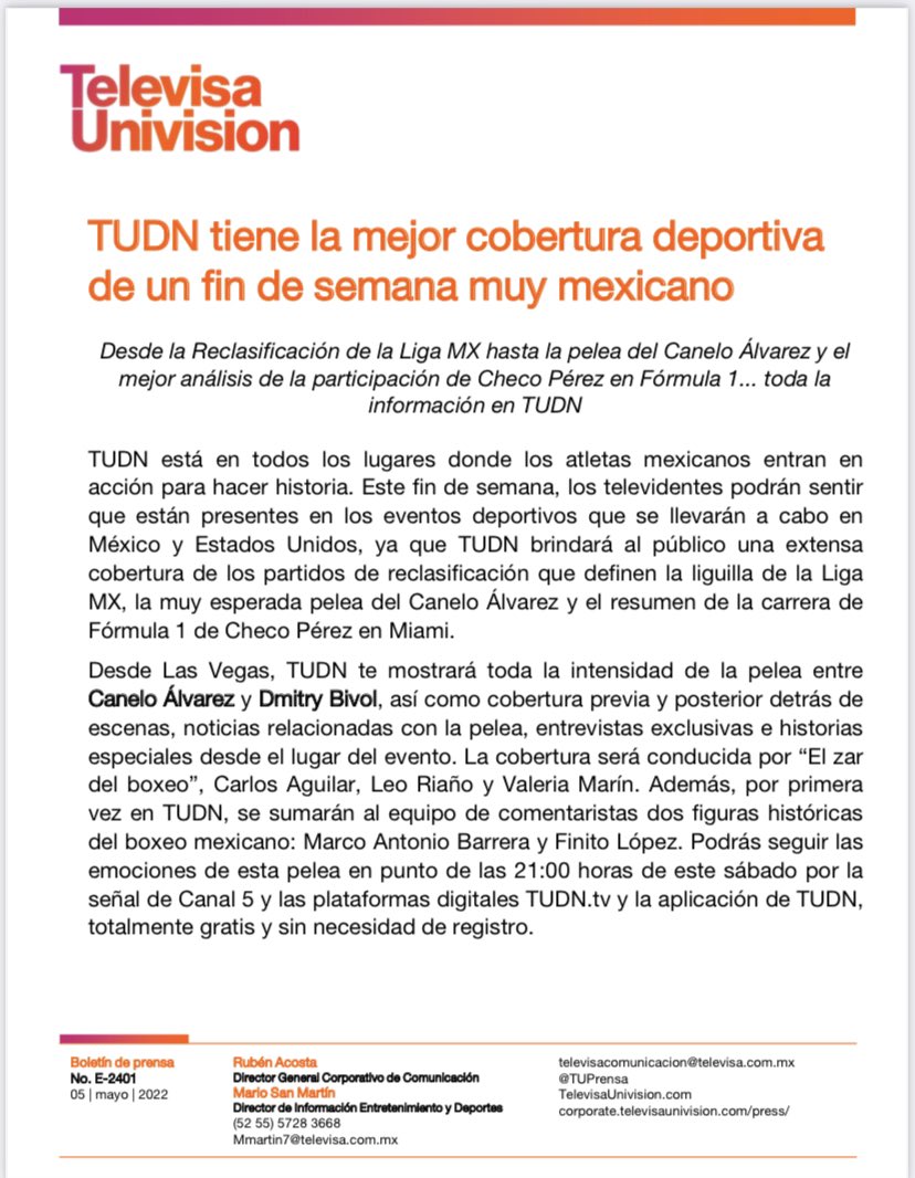 TelevisaUnivision Prensa tweet media
