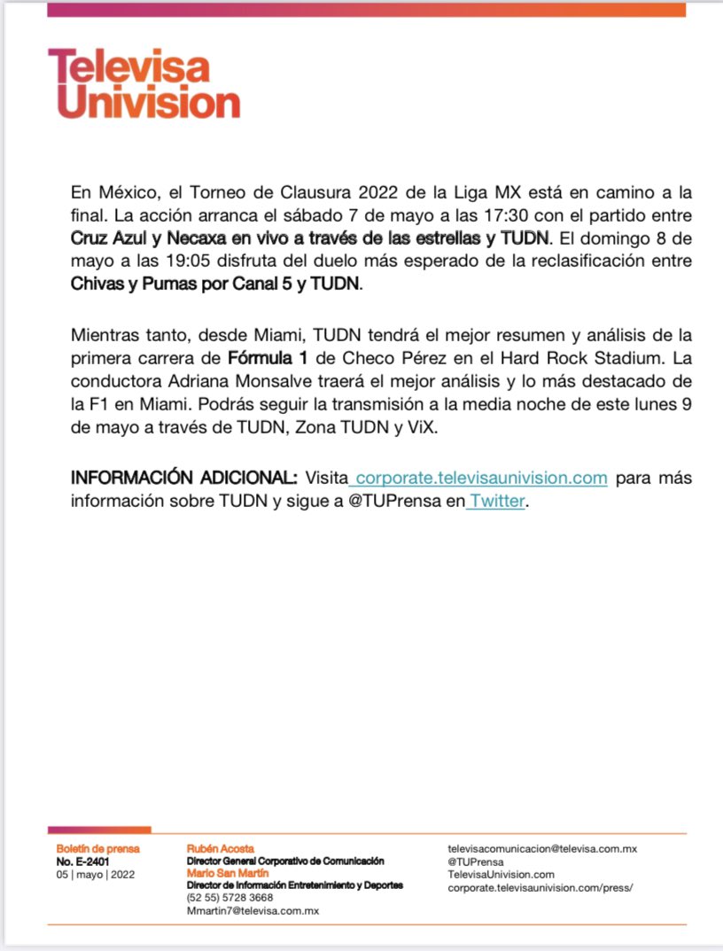 TelevisaUnivision Prensa tweet media