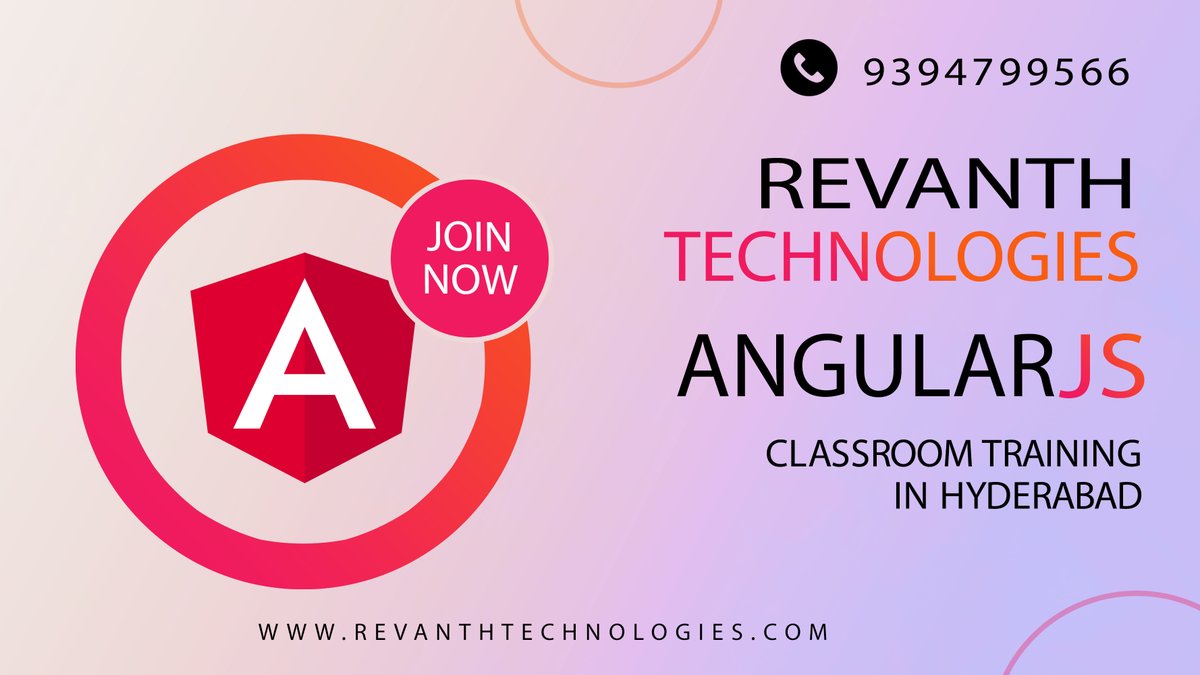 onlinerevanth's tweet image. AngularJS Classroom Training in Ameerpet
We provide best AngularJS Classroom Training in Ameerpet Hyderabad. To attend free demo Call us on 9394799566. revanthtechnologies.com/angularjs-trai…
#angularjs, #angularjscourse, #angularjstraining, #angularjsclasses, #angularjstraininginhyderabad